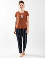 Arolisa Women’s Hosiery Lounge Set – Tee & Pyjama, Relaxed Fit
