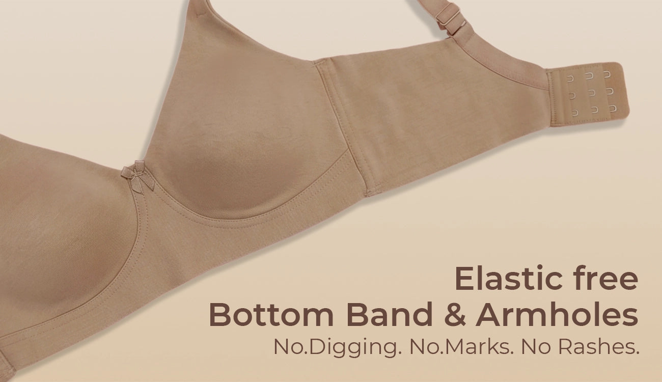 Cotton Padded Plus-Size T-Shirt Bonded Bra | Seamless Look, 360° Support & All-Day Comfort (TW-SB-9082) (Skin)