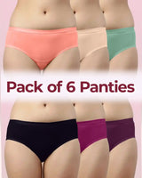 Tweens Cotton Classic Antimicrobial Hipster Panty Soft, Breathable & Stain-Resistant Everyday Comfort (Pack of 6)