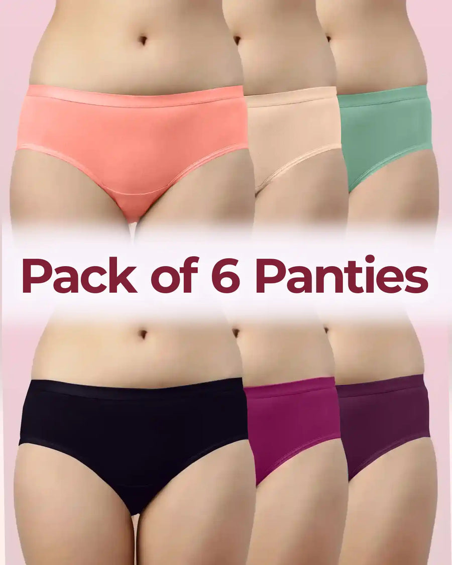 Tweens Cotton Classic Antimicrobial Hipster Panty Soft, Breathable & Stain-Resistant Everyday Comfort (Pack of 6)