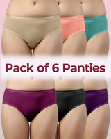Tweens High Coverage Cotton Spandex Hipster Panty with Stay-Fresh Treatment (Pack of 6)