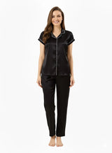 Arolisa Silky Satin Sleep Set – Short-Sleeve Shirt & Pyjama