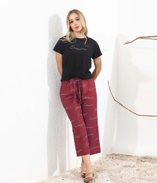 Arolisa Women’s Rayon Lounge Set – Tee & Pyjama, Relaxed Fit